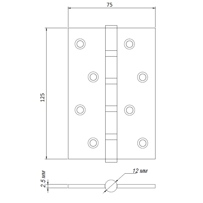 Петля универсальная APECS 125*75-B4-GM 