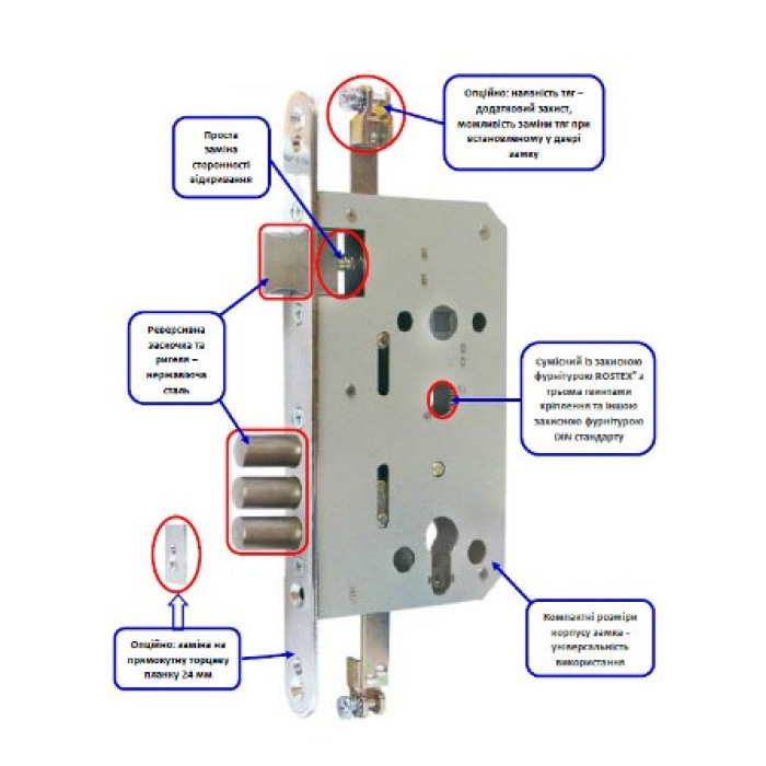 Замок врезной MUL-T-LOCK MPL210 NC UNIV 