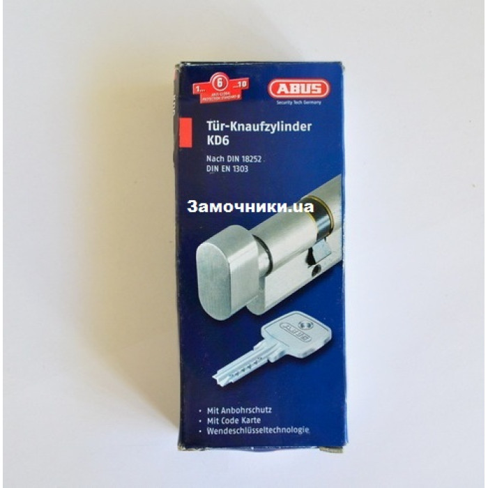 Цилиндр Abus KD6 60мм. (30х30Т) ключ-поворотник никель 
