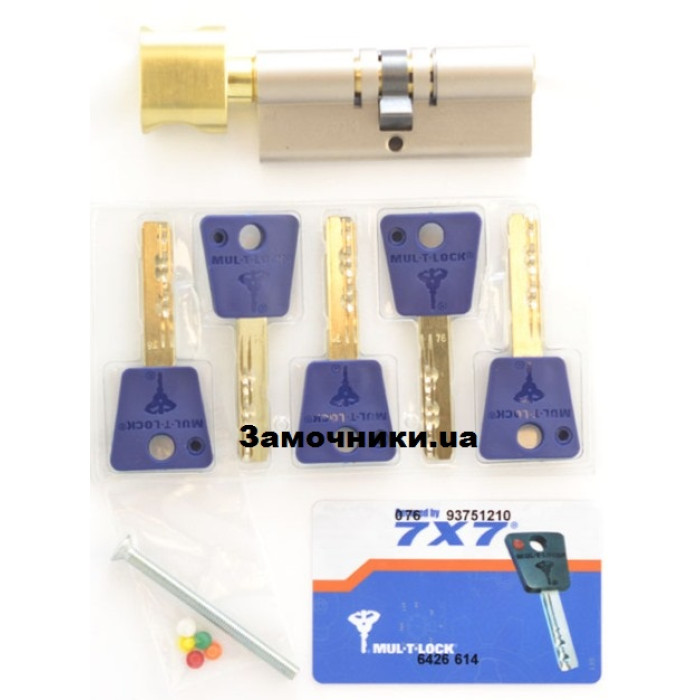 Цилиндр Mul-T-Lock 7х7 100мм.(35х65) ключ-тумблер (латунь) 