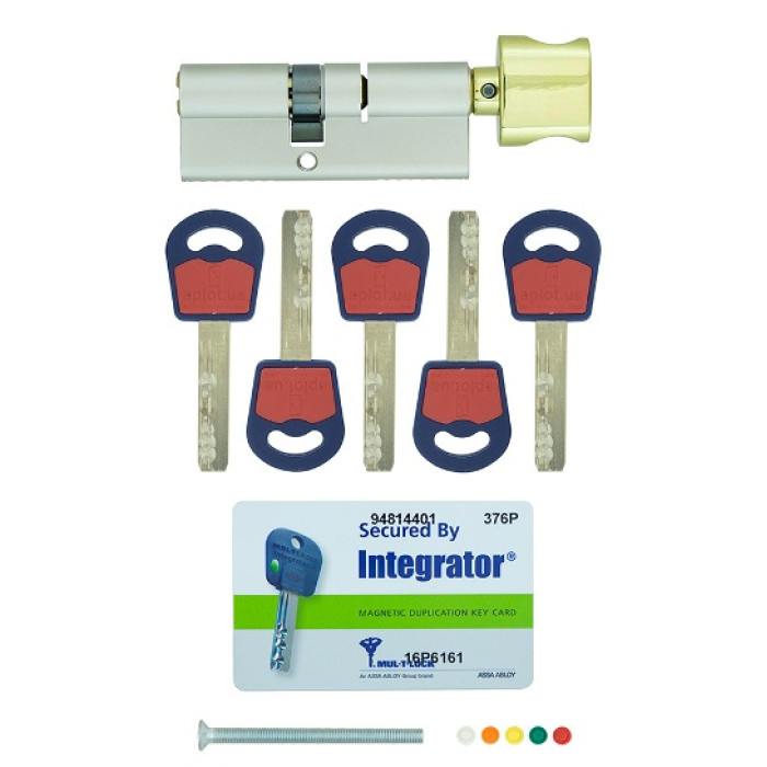 Цилиндр Mul-t-Lock Integrator 85 мм. (40х45Т) с поворотником латунь 