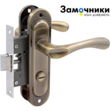 Ручка на планці BRUNO 910K6 WC 50мм Антична латунь + механізм 1250 WC антична латунь