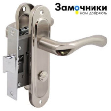 Ручка на планці BRUNO 910K6 WC 50мм нікель / мат нікель + механізм 1250 WC нікель