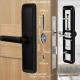 Умный дверной биометрический замок SEVEN LOCK SL-7767BFW black (врезная часть 6068 auto close) 