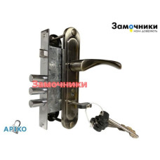 Замок Арико ЗВ9 77 мм с ручками бронза